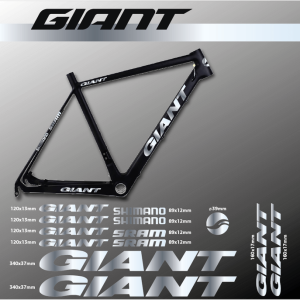 Naklejki Giant -  naklejki na rower Giant -set 606 srebrny