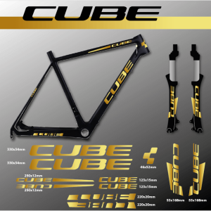 CUBE naklejki na rower kolor złoty set 607